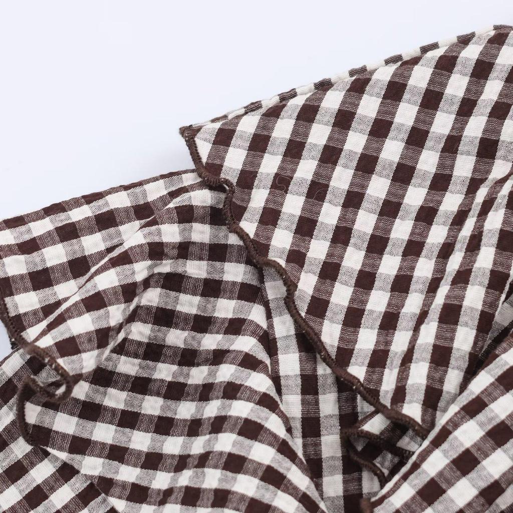 2025 Autumn European Style Women's Plaid Layered Long Sleeve Shirt