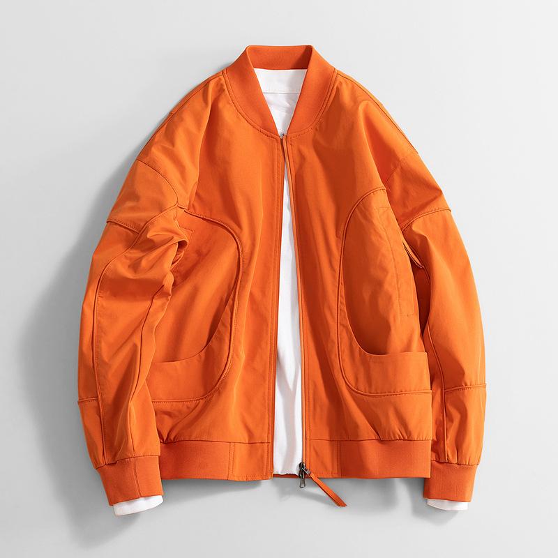 Jacket for Men's Spring and Autumn New Loose Baseball Collar Loose Hong Kong Style Work Style Versatile Loose Jacket