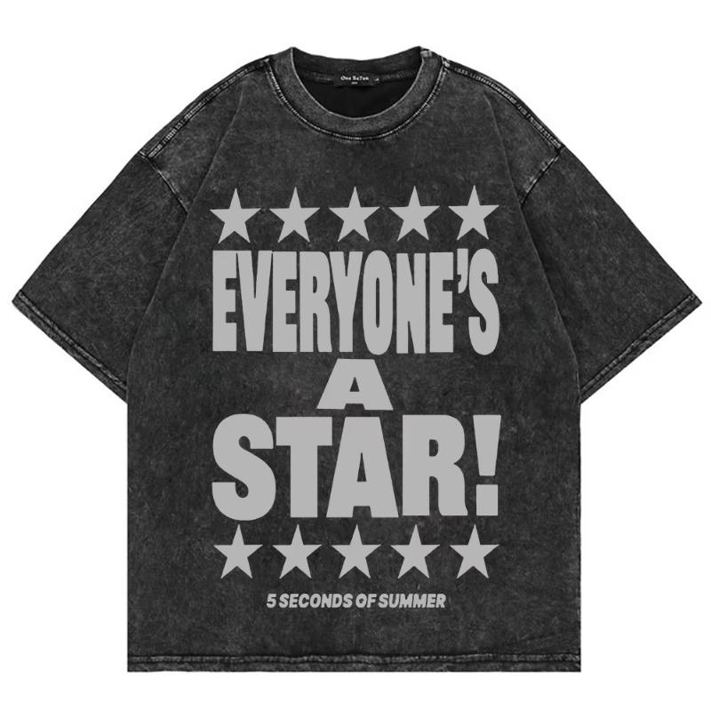 100% Baumwolle Vintage Gewaschen 5 Seconds of Summer Everyone’s A Star Welttournee 2026 T-Shirt Herren/Damen Oversize Locker Säurewäsche Tees
