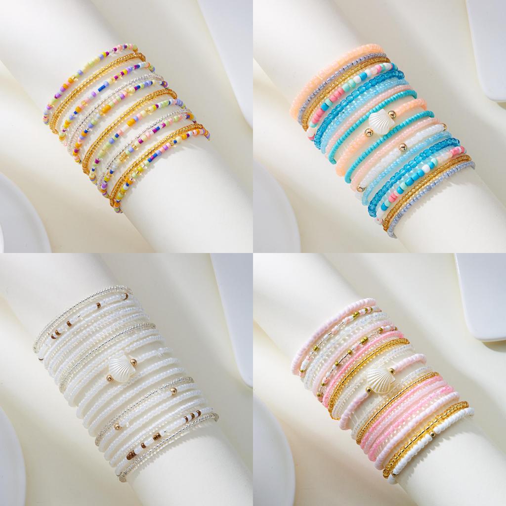 Elegant Shellaccented Beaded Bracelets With Electroplated Finish For Women Gift