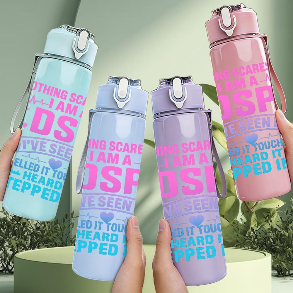 1PC DSP Mom Protective Text 750ml Color Plastic Sports Water Bottle Leakproof Flip Straw Lid Suitable for Sports Office Home Use