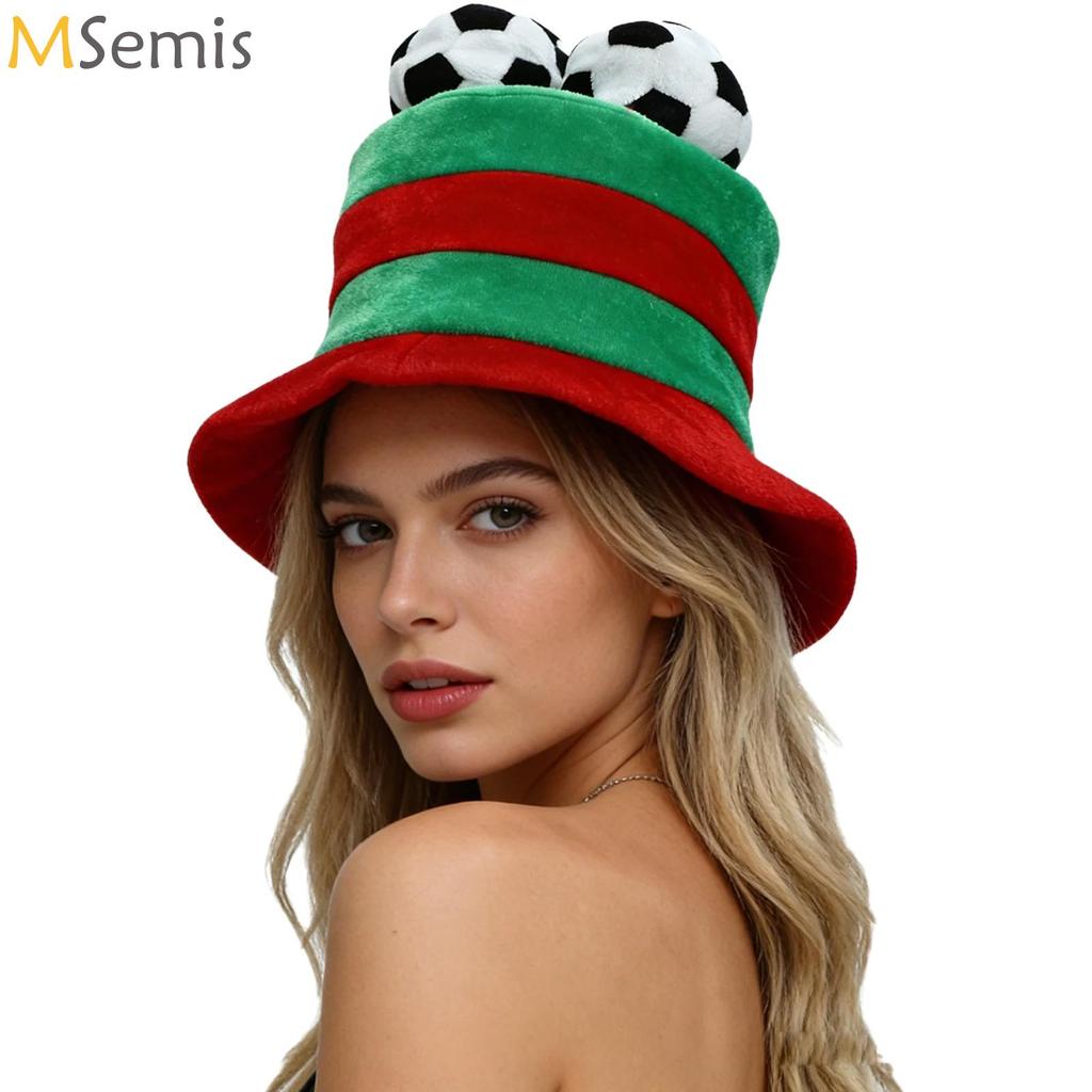 Energetic Carnival Cylindrical Green Soccer Hat Mardi Gras Jester Hat Cool Fan Cheer Prop Party Dress Ball Celebration Accessory