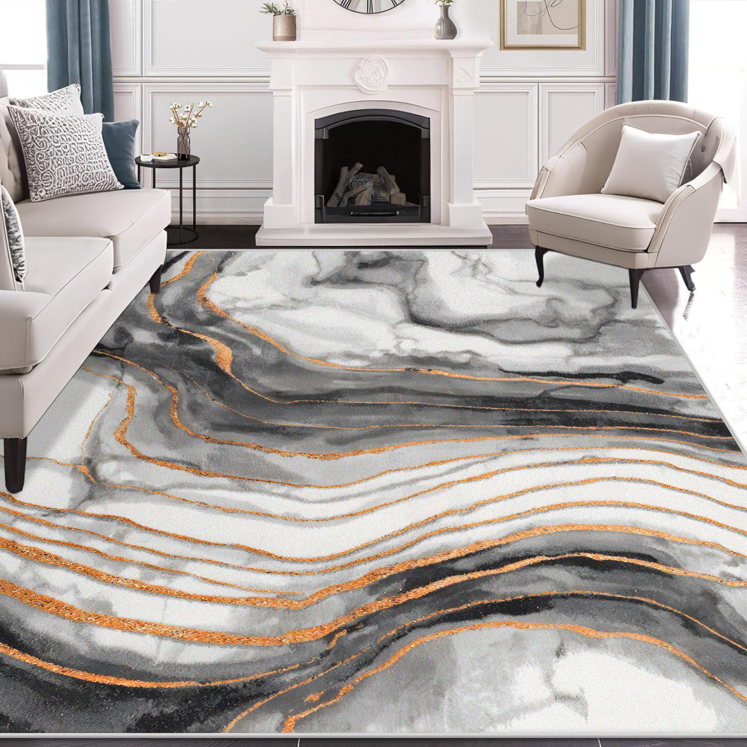 

Abstract Marble Carpet for Living Room Anti Slip Stain Resistant Modern Rugs Machine Washable Bedroom Decor Non-slip Floor Mat 60x90cm