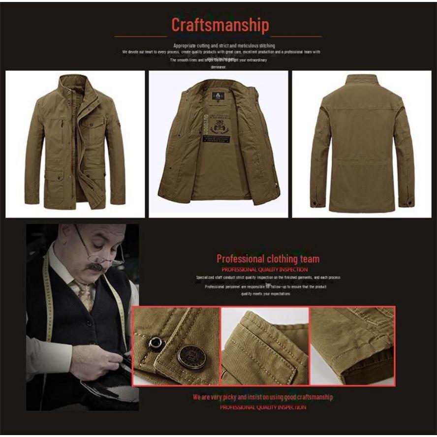 Men's Mid-Length Loose-Fit Jacket for Spring & Autumn - Large Size, Casual Style for Middle-Aged Men