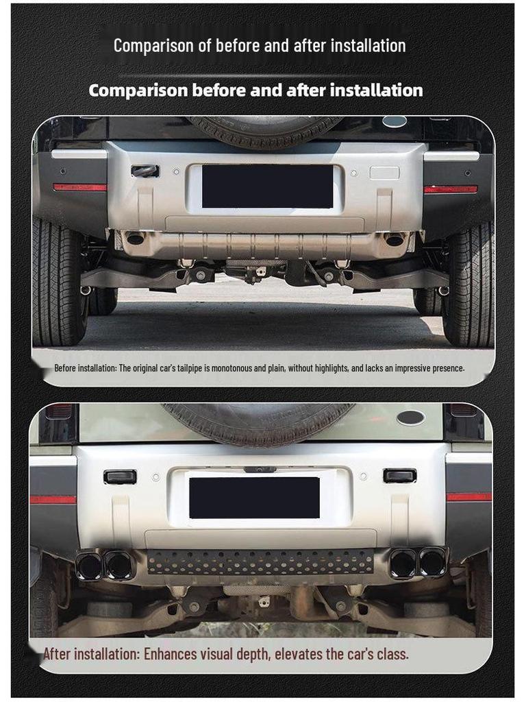 Gloss Black Quad Outlet Tailpipe for 2020-2024 Land Rover Defender