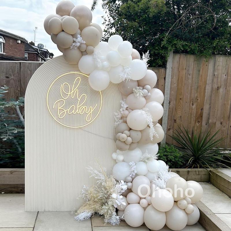 

Білий бежевий повітряна куля Гірлянда Арка Комплект Baby Shower Хлопчик Дівчинка День народження Прикраса сільський весілля заручини приладдя хрещення хрестини
