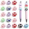 5Pcs Acrylic Round Beads Color Hand-painted Star Craft Loose Bead For Jewelry Material DIY Bracelet Phone Chain Beaded Supplies