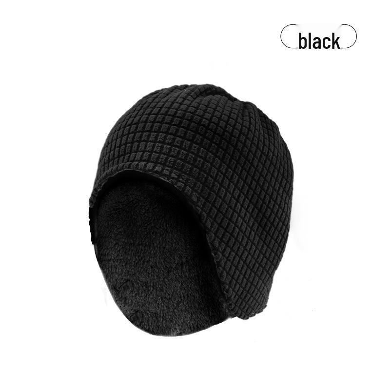 

Men s Plaid Fleece-Lined Cycling Set: Warm Hat, Ear Protection, Neck Warmer, and Wool Scarf for Autumn and Winter. One Size