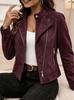 Women's clothing autumn and winter new suede solid color personalized lapel metal zipper jacket jacket