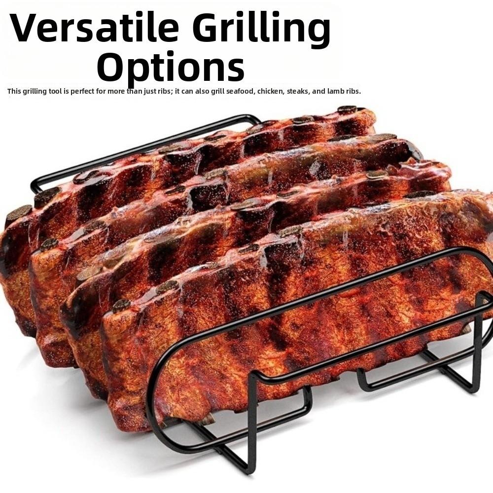 Non-Stick Roasting Stand Extra Long BBQ Steak Racks Portable Barbecue Net BBQ Accessory