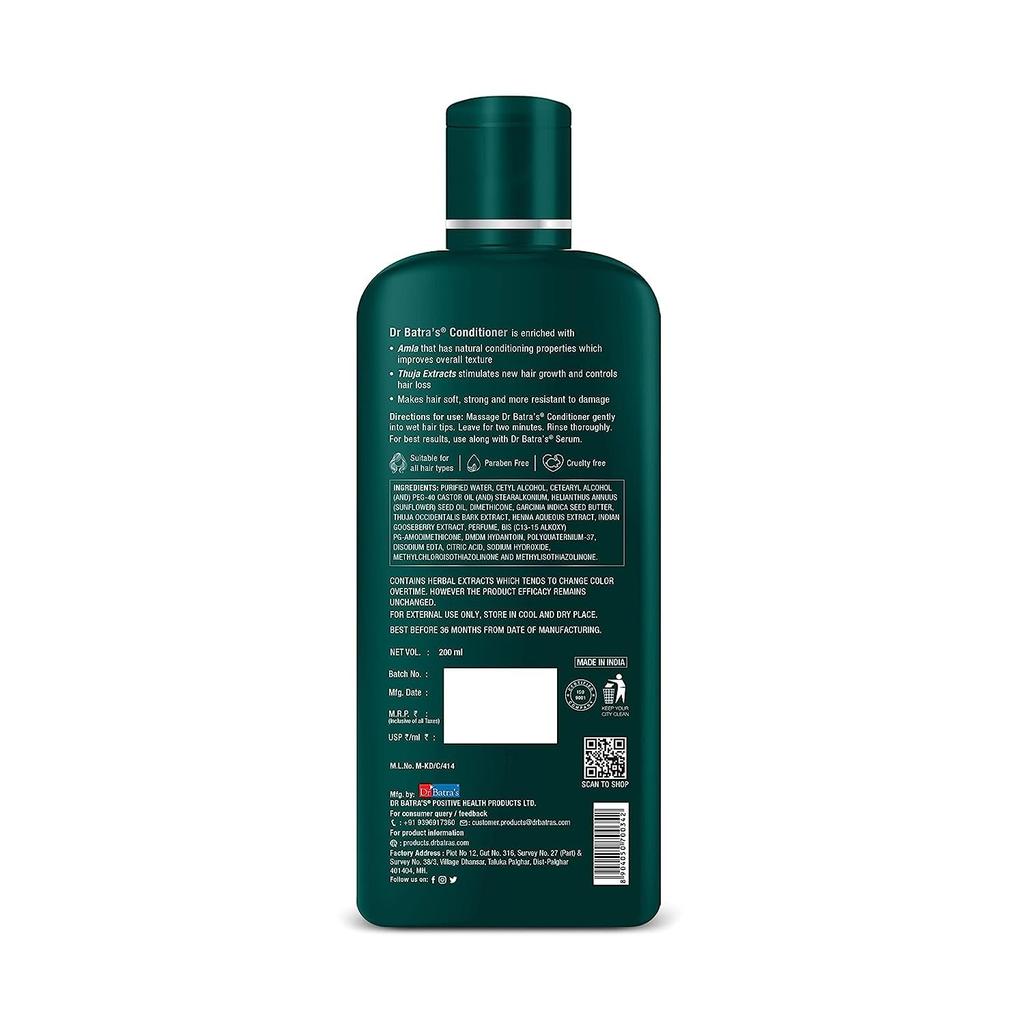 Dr Batra's Amla Hair Conditioner Frizz Control for Dry Damaged Hair, 200 Ml X Pack of 4, Smooth Shiny Tresses