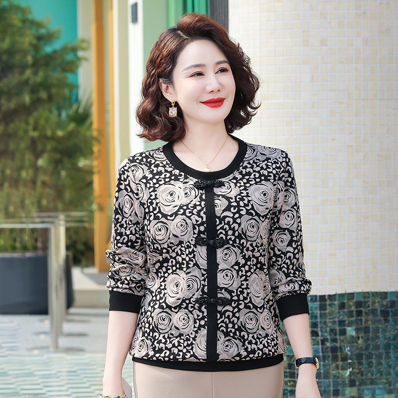 2025 Autumn Fashionable Long-Sleeve Casual T-Shirt for Middle-Aged & Elderly Women