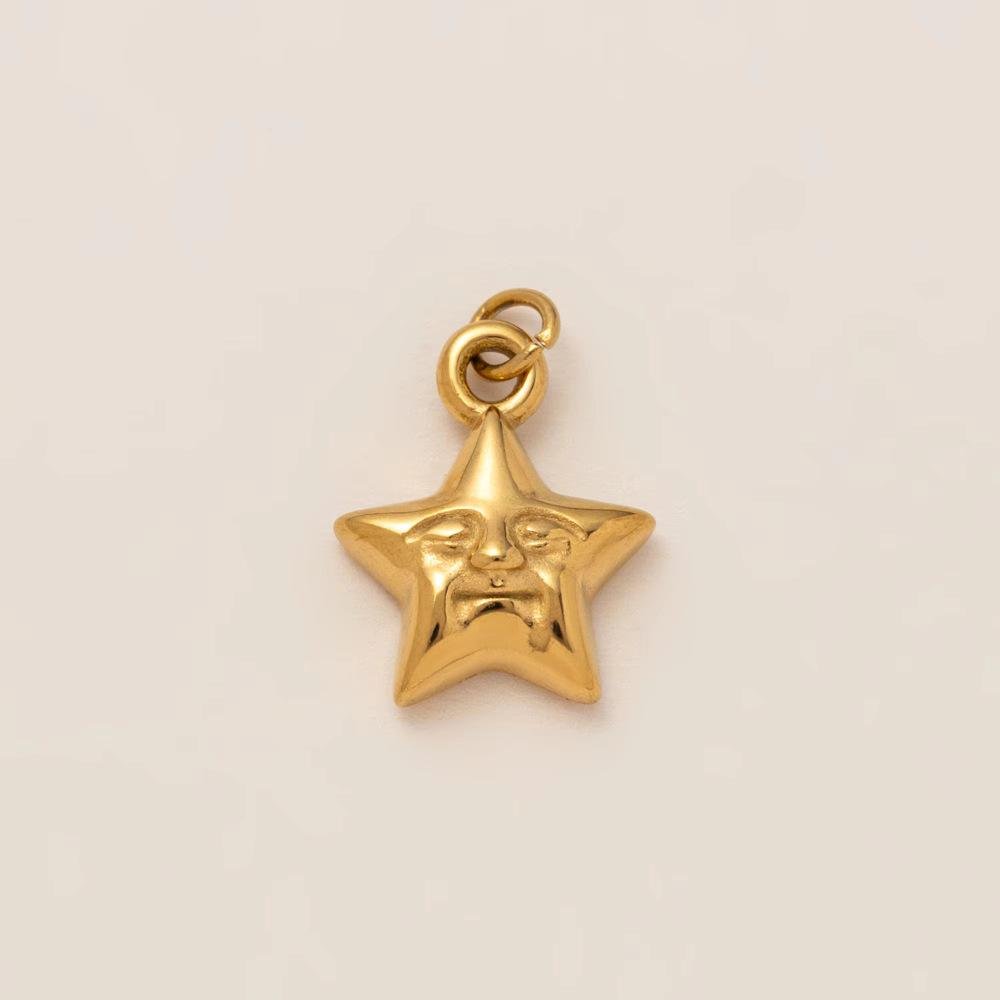 Yori 3Pcs Star Moon Rainbow Sun Pendant Stainless Steel Plated with 18K Gold for Jewelry Making Supplies DIY Necklace