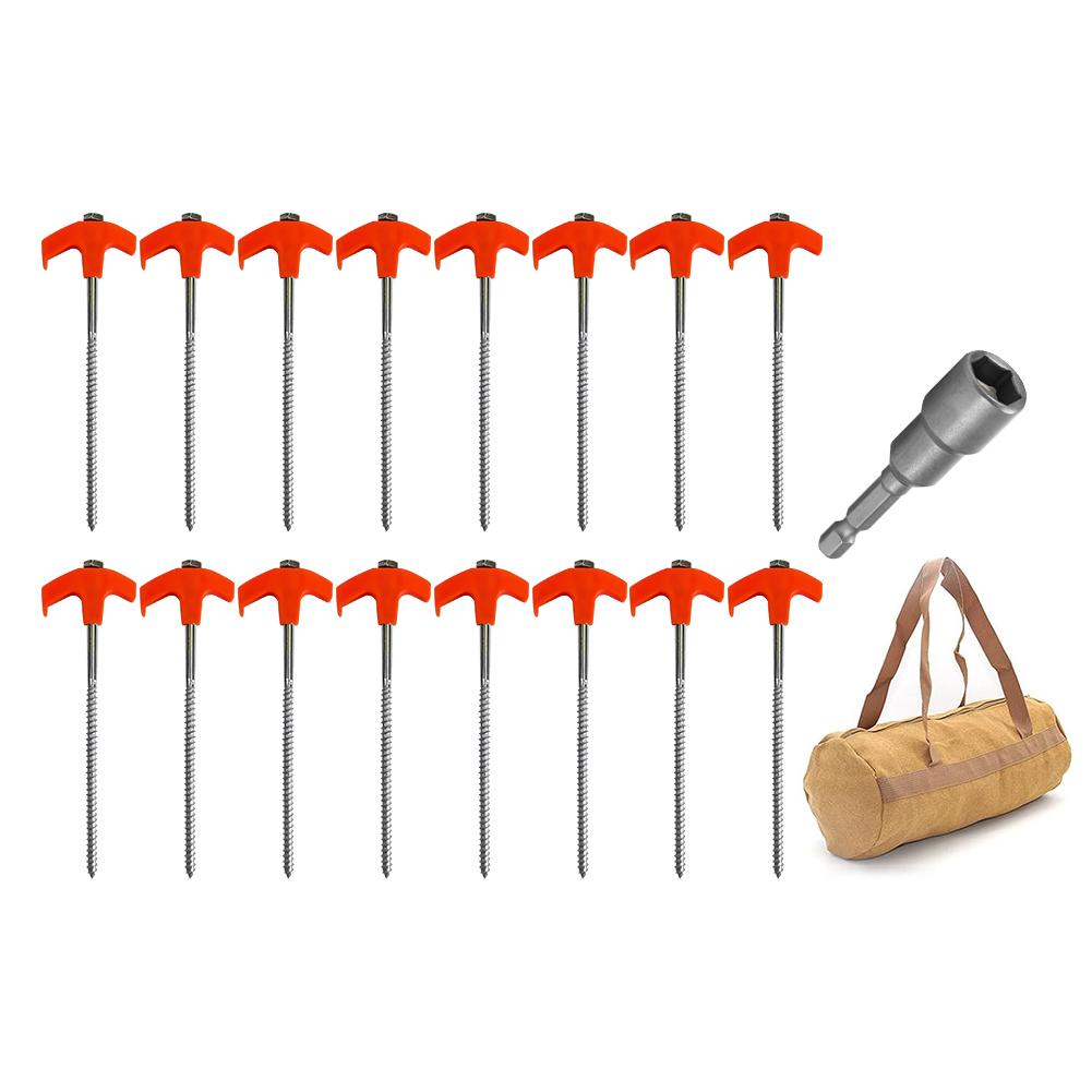 Rotating Tent Pegs with Hex Socket Outdoor Steel Pegs Heavy Duty Spiral Screw Camping Stakes for Outdoor Camping