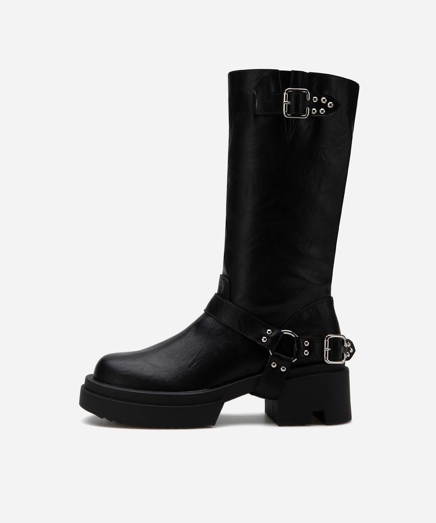Salt And Chocolate Round Toe Rider Buckle Boots 412446014 (6Cm/3 Colors)