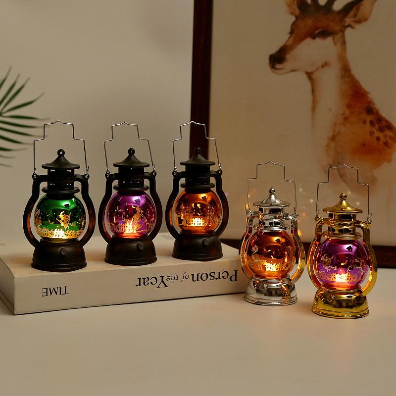 2025 Halloween Led Pumpkin Light Mini Plastic Retro Oil Lamp Battery-Operated Lantern Decor For Indoor Outdoor Spooky Atmosphere