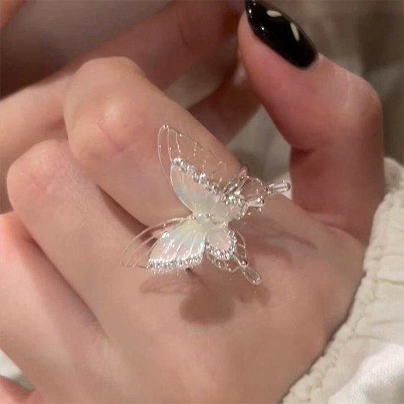 Double Layered Hollow Butterfly Ring For Women Girls Personalized Simple Index Finger Ring Jewelry Accessories Gifts