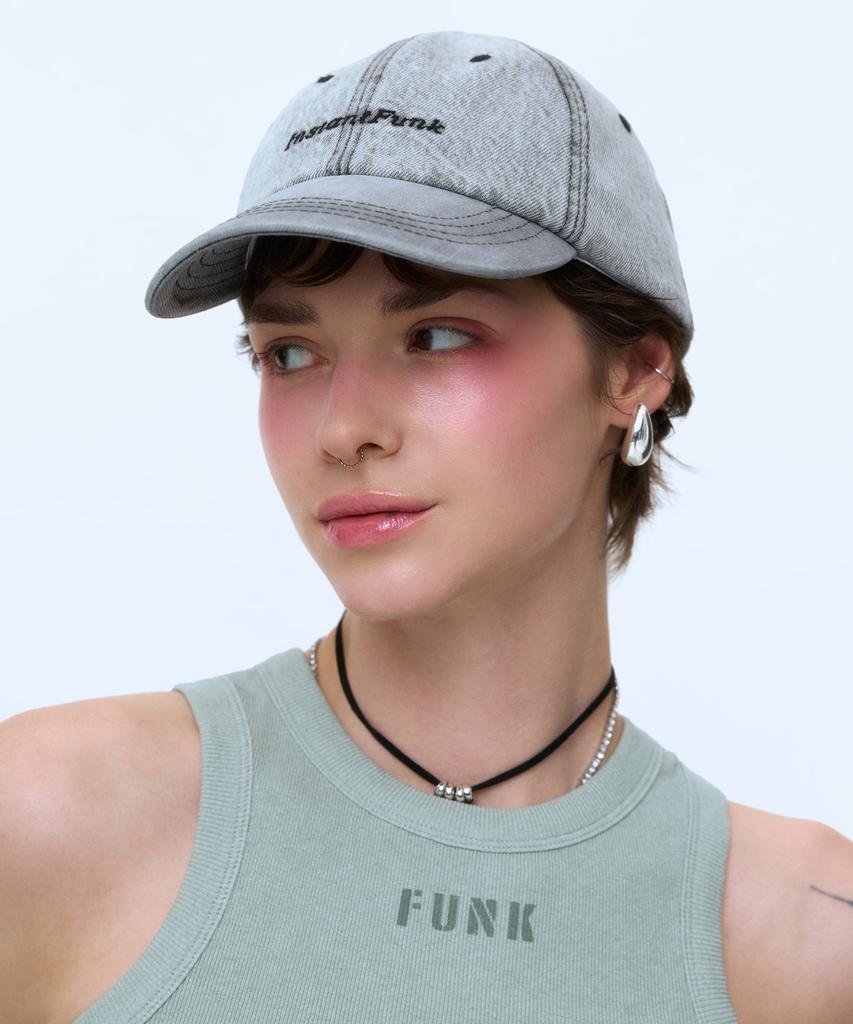 INSTANTFUNK Washed Embroidered Ball Cap - Gray