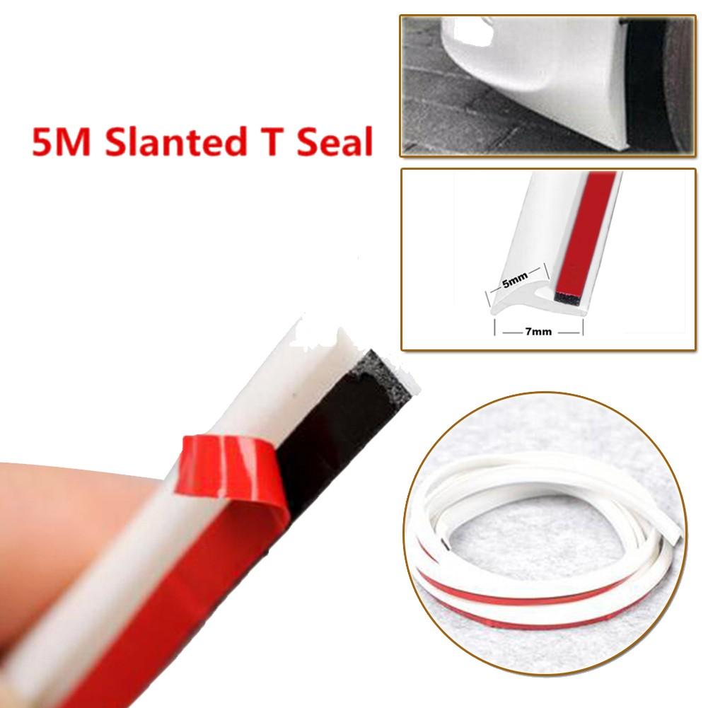 `5M T-Type Rubber Sealing Strip White For Car Edge Trim Bumper Lip Side Skirt  `