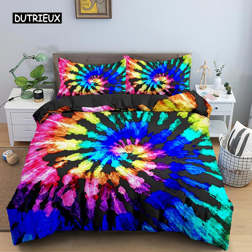 3D Duvet Cover Psychedelic Bedding Set Luxury Quilt Cover with Zipper Closure 2/3pcs King Comforter Cover Polyester Duvet Cover