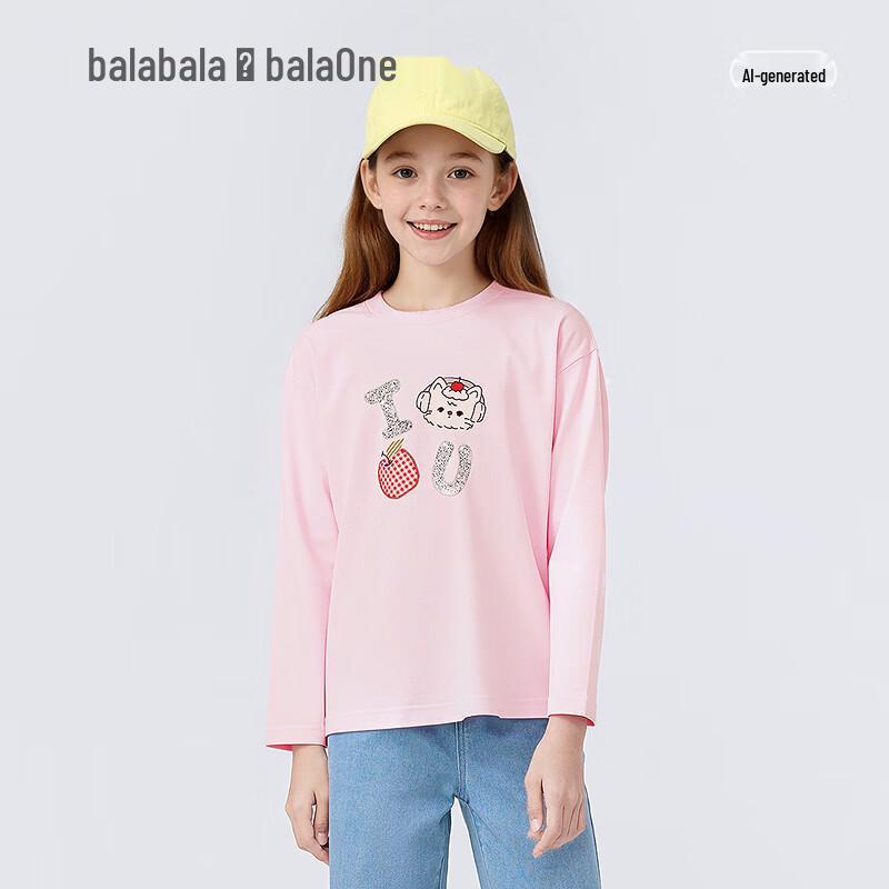 Balabala Girls' Pure Cotton Long Sleeve T-Shirt