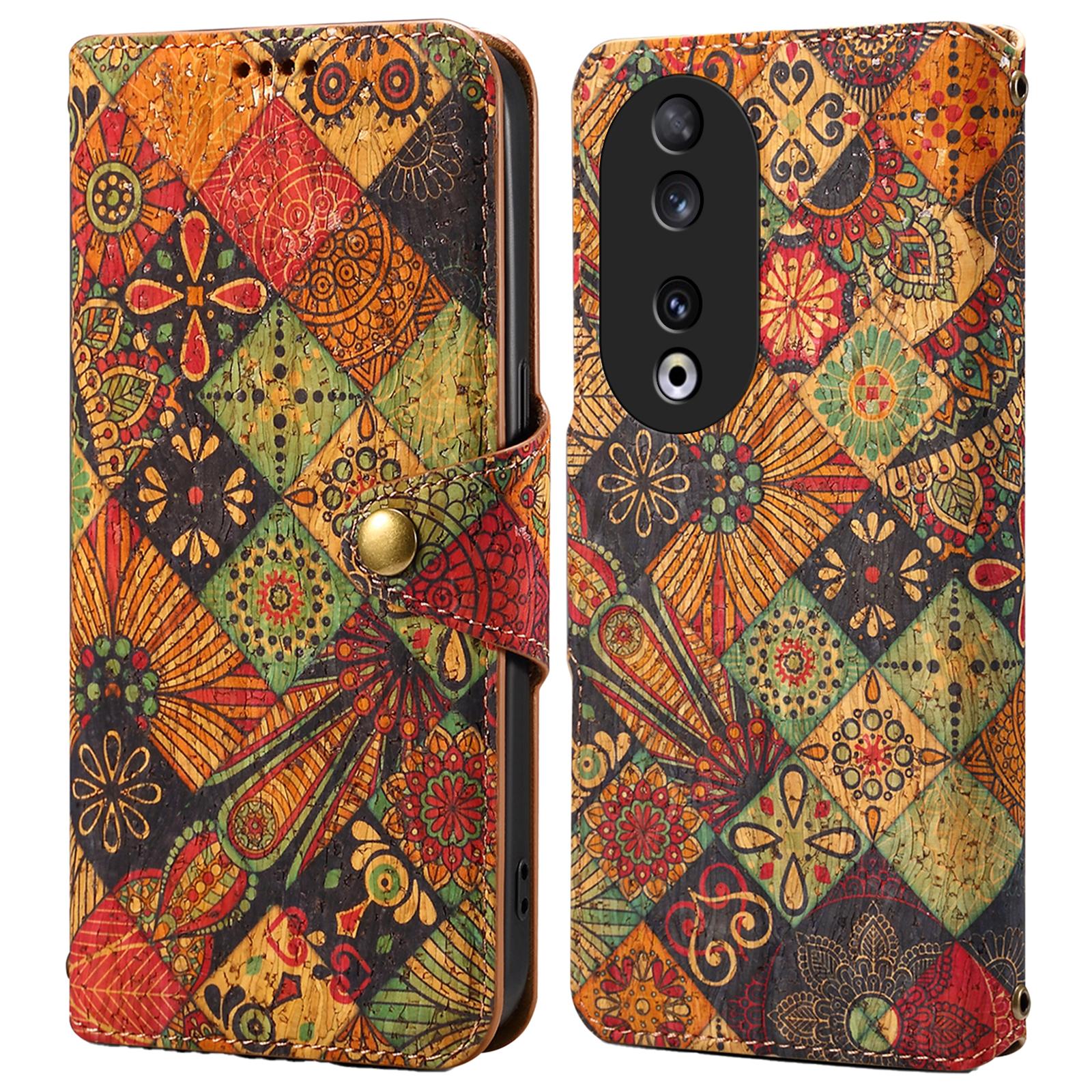 

For Honor 90 Case Floral Pattern Leather Phone Cover with Wallet Stand Autumn/Yellow