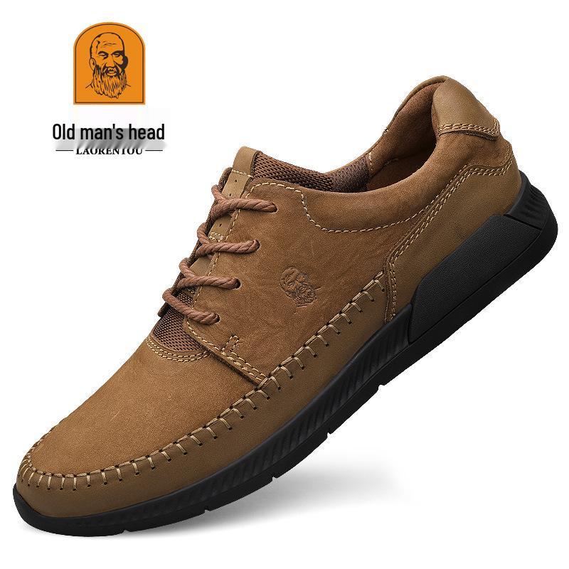 Laoren Tou Men s Outdoor Hiking Shoes, Genuine Leather, Wear-resistant, Thick Sole, Large Sizes Available 39