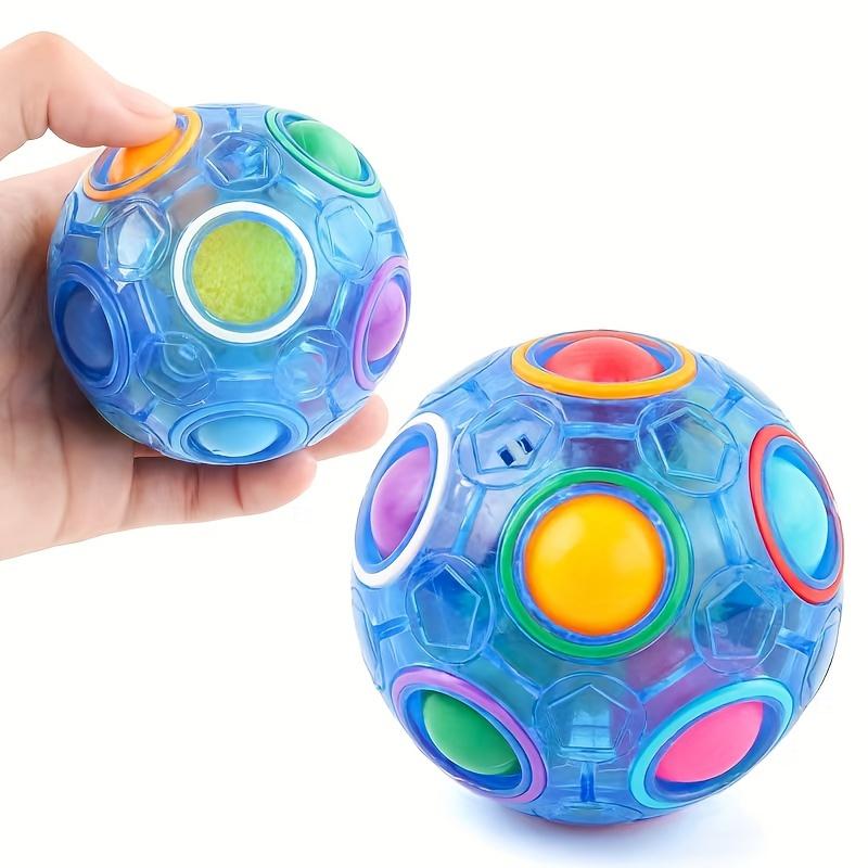 1Pcs Energetic Rainbow Balls Building Blocks Toys - 12 Hole Pressing Design, Interactive, Novelty Playset for Fun and Learning