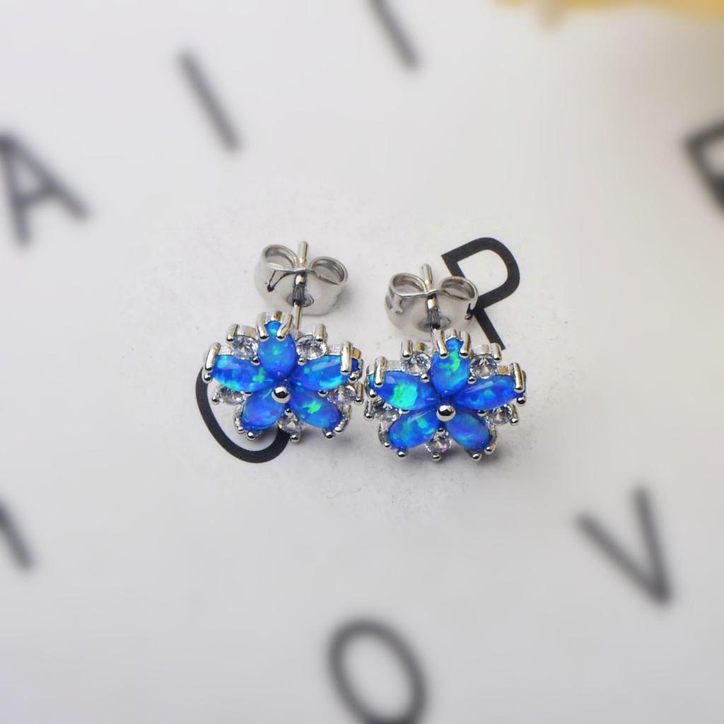 Women's Opal Flower Earrings