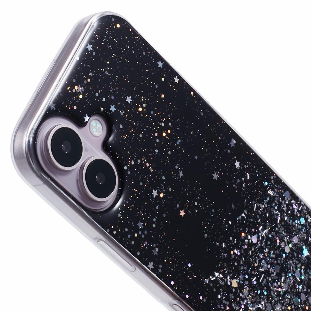 AW Series For iPhone 16 Plus Case Soft TPU Sparkle Epoxy Phone Cover with Lanyard