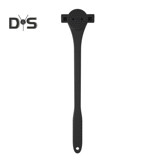 Rasoio per la schiena da uomo 2 in 1 con manico lungo in silicone, scrubber per la schiena, tagliacapelli, ergonomico, manuale, per la rimozione dei peli bagnati e asciutti.