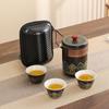 Portable Ceramic Gaiwan Tea Set - Customizable Chinese Style for Outdoor Camping, Business Souvenir with Logo.