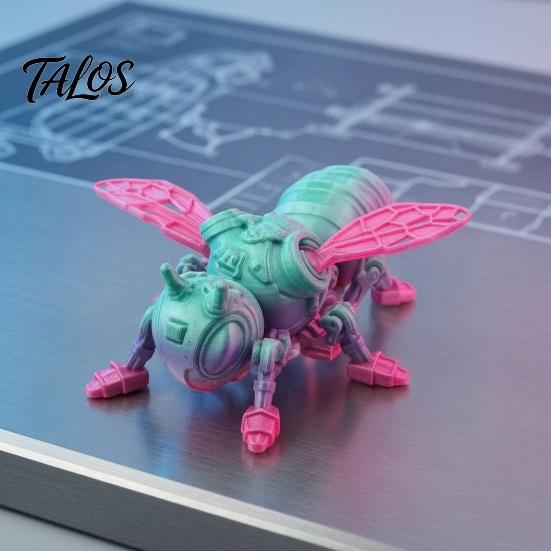 Mechanical Insect Figurine 3D Printed Cyberpunk Bee Figurine, Movable Joints Hornet Ornament, Articulated Wasp Fidget Toy, Stress Relief Desk Gift for