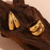 Modern Double U Shaped Loop Earrings In Sturdy Titaniums Steel Materials 18K Gold Coated Waterproof Jewelry Accessory