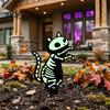 Luminous Outdoor Halloween Decorations Skeleton Cat Garden Stake, Glow in The Dark Ornament, Spooky Black Lawn Decor Acrylic Yard Art Stake