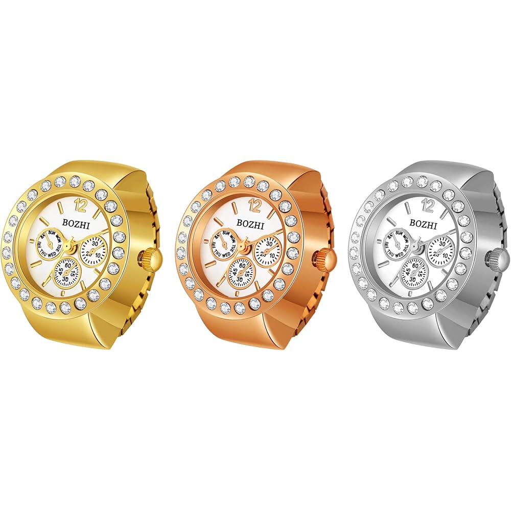 JewelryWe Women s Ring Watch Decorative Timepiece with Large Number Dial Couple Set