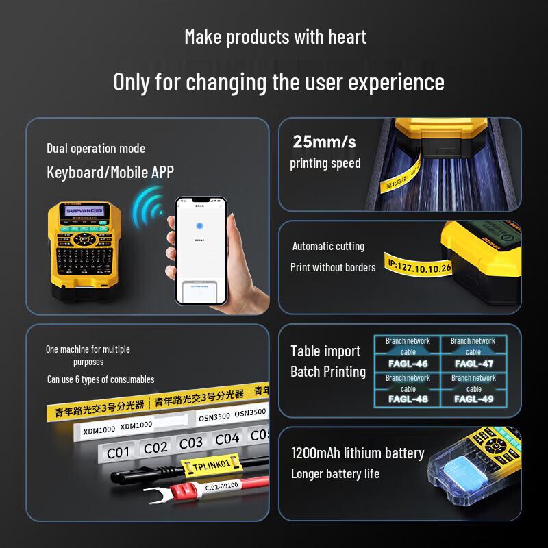 Supvan G15Pro Portable Heat Shrink Tube & Cable Label Printer CN plug (adapter included)