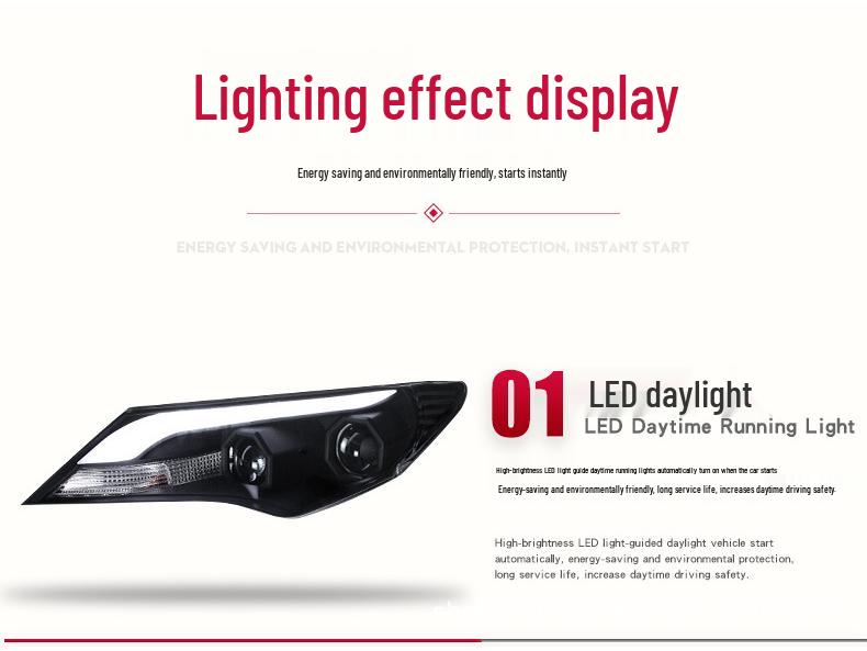 Toyota RAV4 13-15 LED Headlight Assembly with Xenon Lens and DRL Guide Style