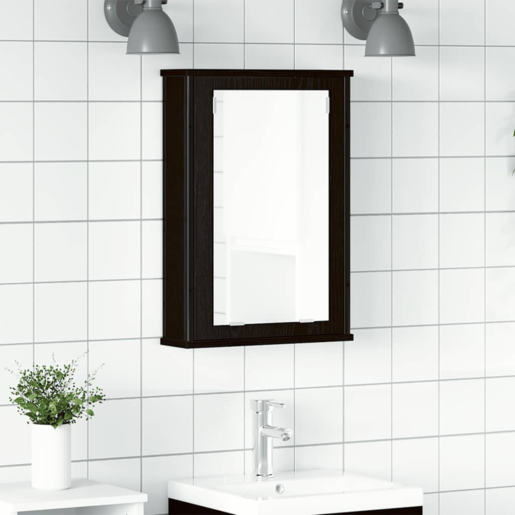 Bathroom Mirror Cabinet in Black Oak Look 42 x 12 x 60 cm Engineered Wood