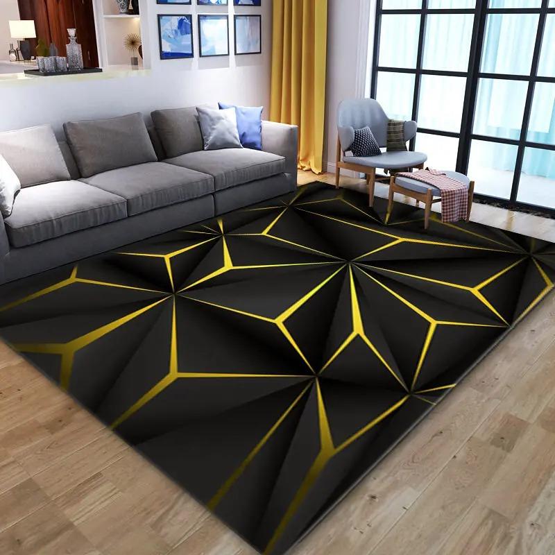 

Cyber Geometric Area Rug Non-Slip Carpet for Living Room E-sports Room Black Teal Polygon Home Decor Durable Floor Mat & Rugs 50X80CM