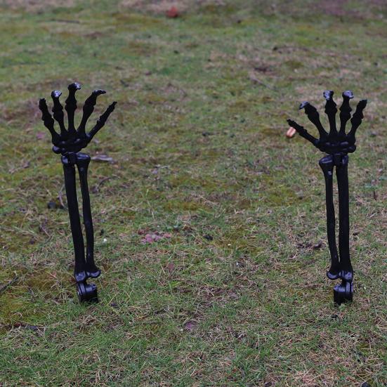 Halloween Skeleton Stake Decorations Creepy Skull Hand Arm with Stakes Realistic Skeleton Bone Model for Outdoor Yard Garden Lawn Decor