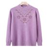 Middle-aged grandmother semi-turtleneck plush sweater female mother autumn and winter bottoming shirt thickened warm elderly clothes
