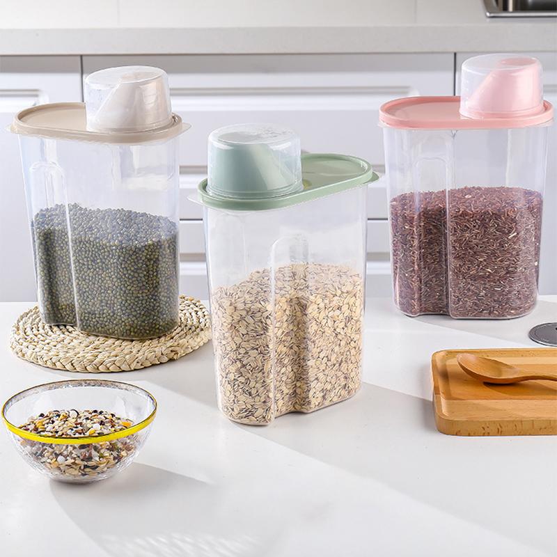 Transparent Rice Bucket Rice Storage Box Household Kitchen Grain Sealed Tank Storage Box Storage Tank Flour Bucket Rice Tank