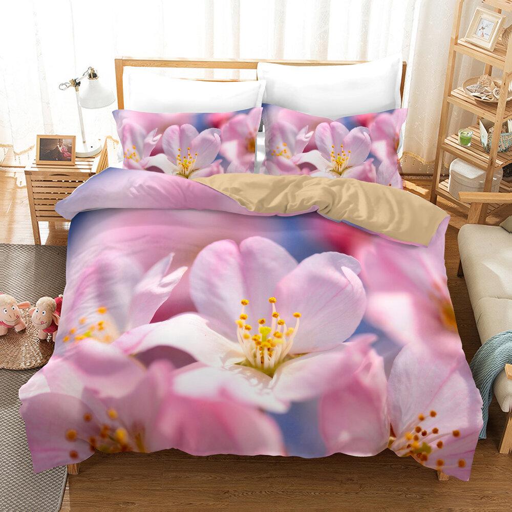 Kiraz Çiçeği Manzarası, E-Ticaret Üç Parça Amerikan 3D Dijital Baskı Seti