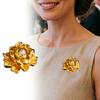 Faux Pearl Golden Peony Brooch Alloy Floral Lapel Pin Sweater Cardigan Coat Business Suit Clothing Accessories for Women Wife Girlfriend