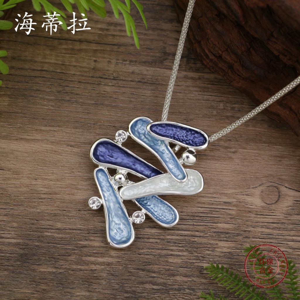 New color painting oil hollow geometric line pendant, exaggerated geometric women's personalized necklace