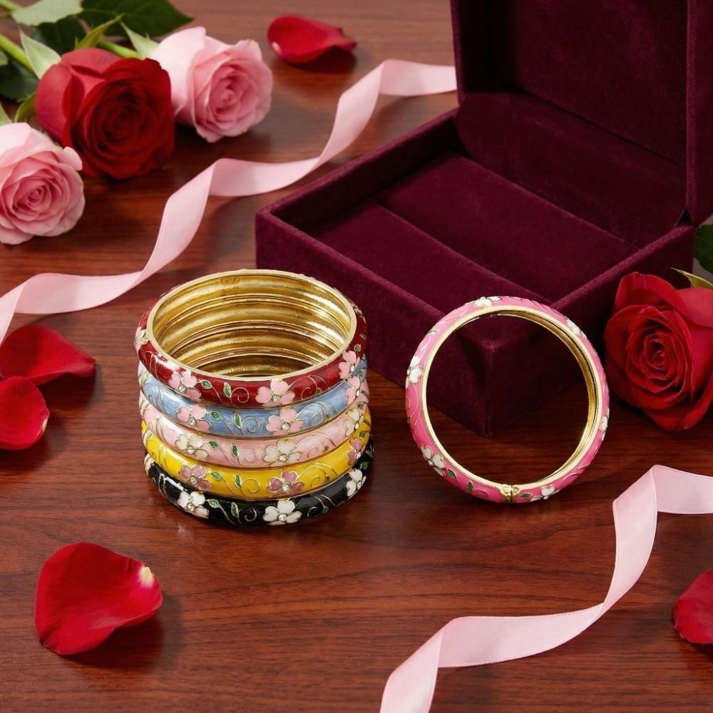 Enamel Vintage Cloisonne Bangle Traditional Chinese Chinese Flower Bangle Classic Cherry Blossom Women's Hand Bracelet