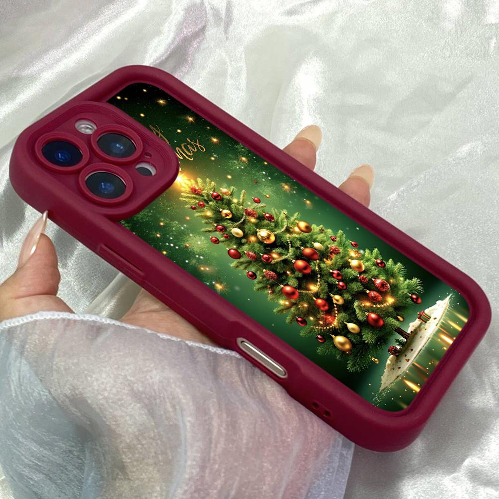 JT164 Christmas Tree Lighting for iPhone 17 16 15 14 Pro Max Samsung S26 S25 Ultra A17 A16 A07 A56 A06 Xiaomi 15T Redmi 15c 14C Note 14 Soft TPU Case
