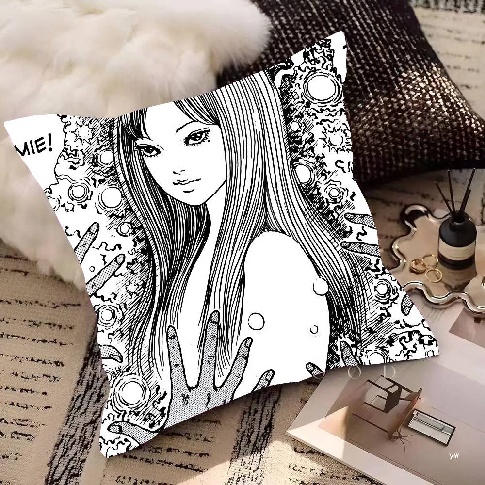 

Kawakami Tomie Junji Ito Horror Comic Pillow Case Square Pillow Bedroom Sofa Leisure Comfort Cushion Car Home Decoration 16x16Inch