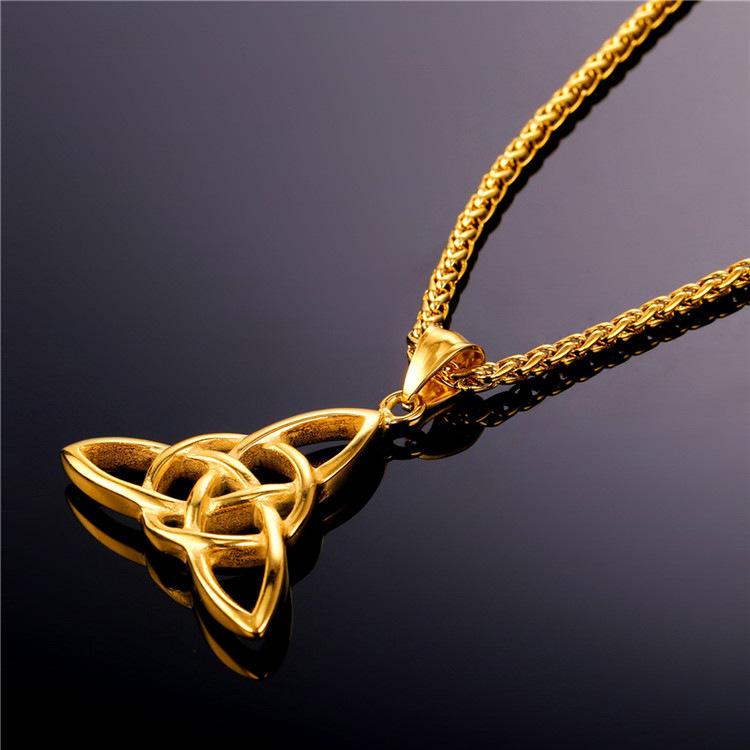 Men Titanium Steel Jewelry Fashion Creative Retro Irish Knot Pendant Necklace Valentine's Day Gift